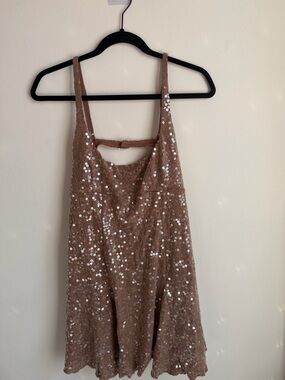 Sparkling Taupe Sequin Mini Dress